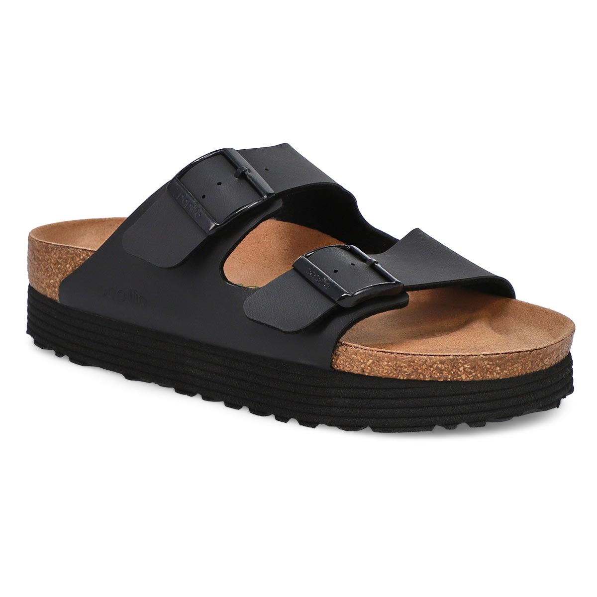 Women's Arizona Vegan 2 Strap Narrow Platfrom Sandal - Black