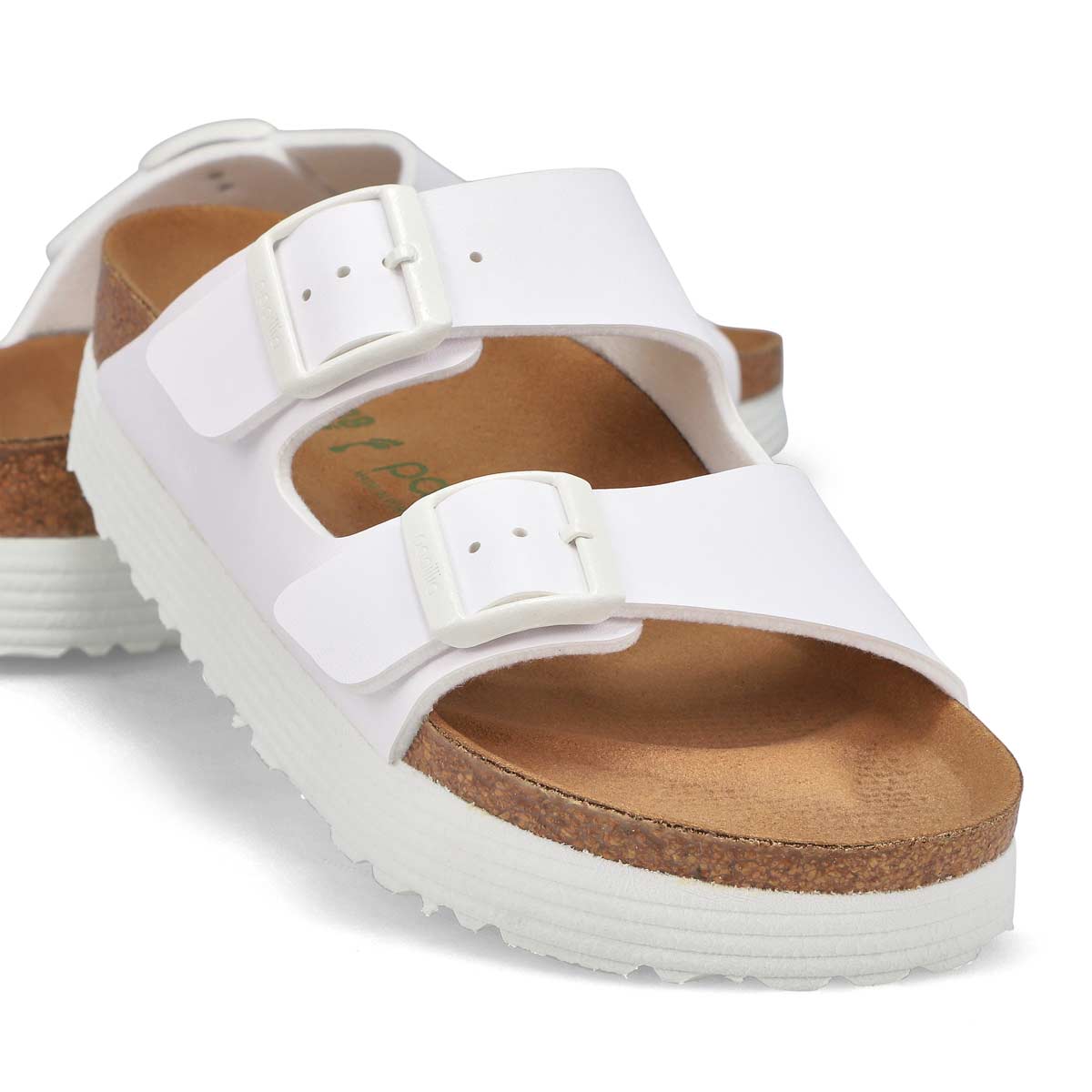 Women's Arizona Vegan Platform 2-Strap Narrow Sandal - White