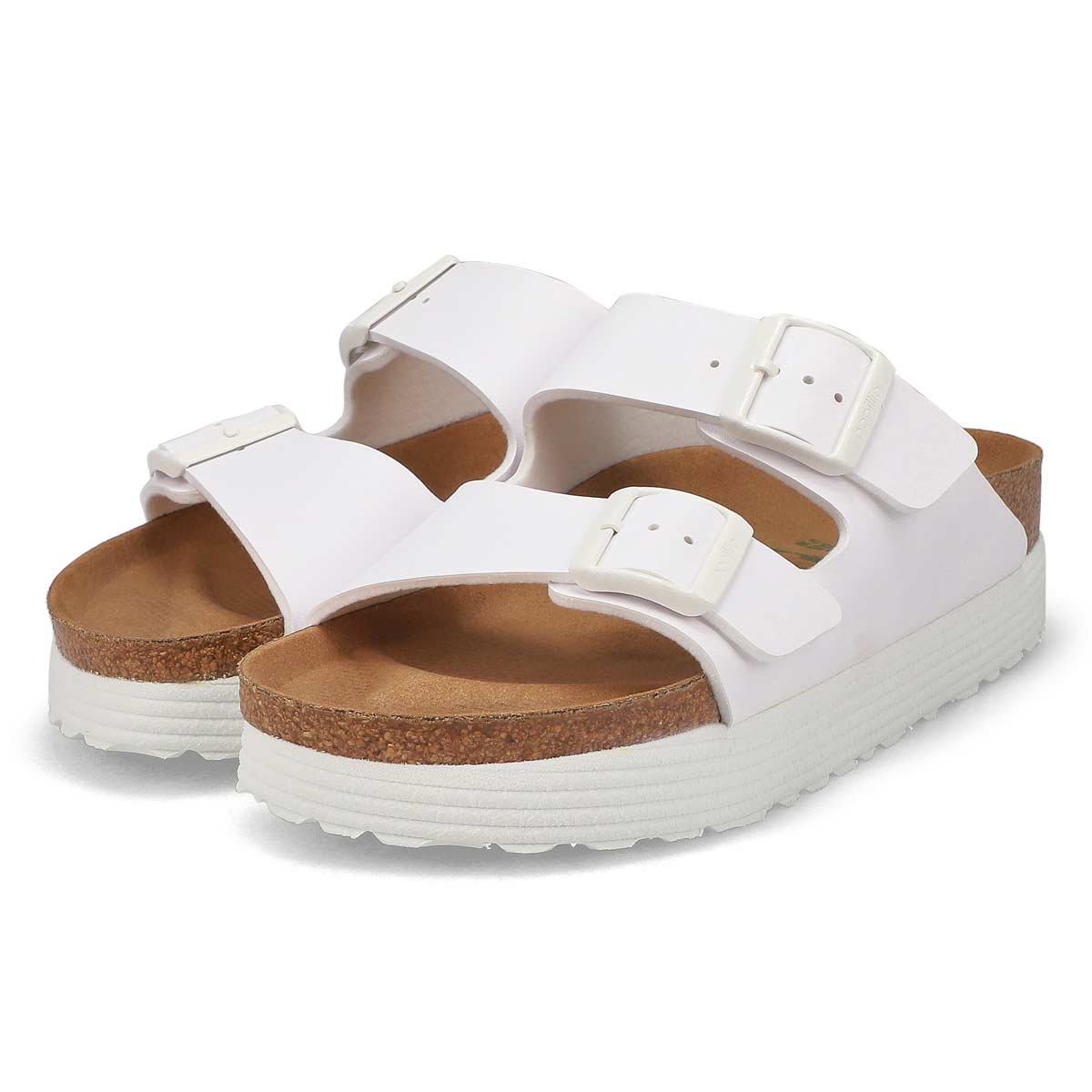 Women's Arizona Vegan Platform 2-Strap Narrow Sandal - White