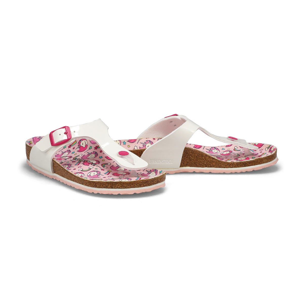 Girls' Gizeh Birko-Flor Patent Thong Narrow Sandal - Unicorn White