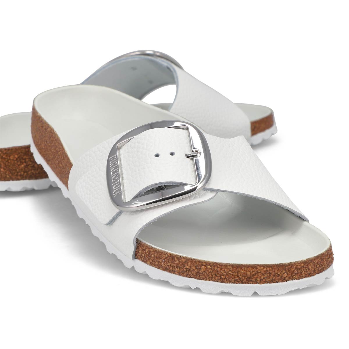 Women's Madrid Big Buckle Leather 1 Narrow Strap Sandal - White