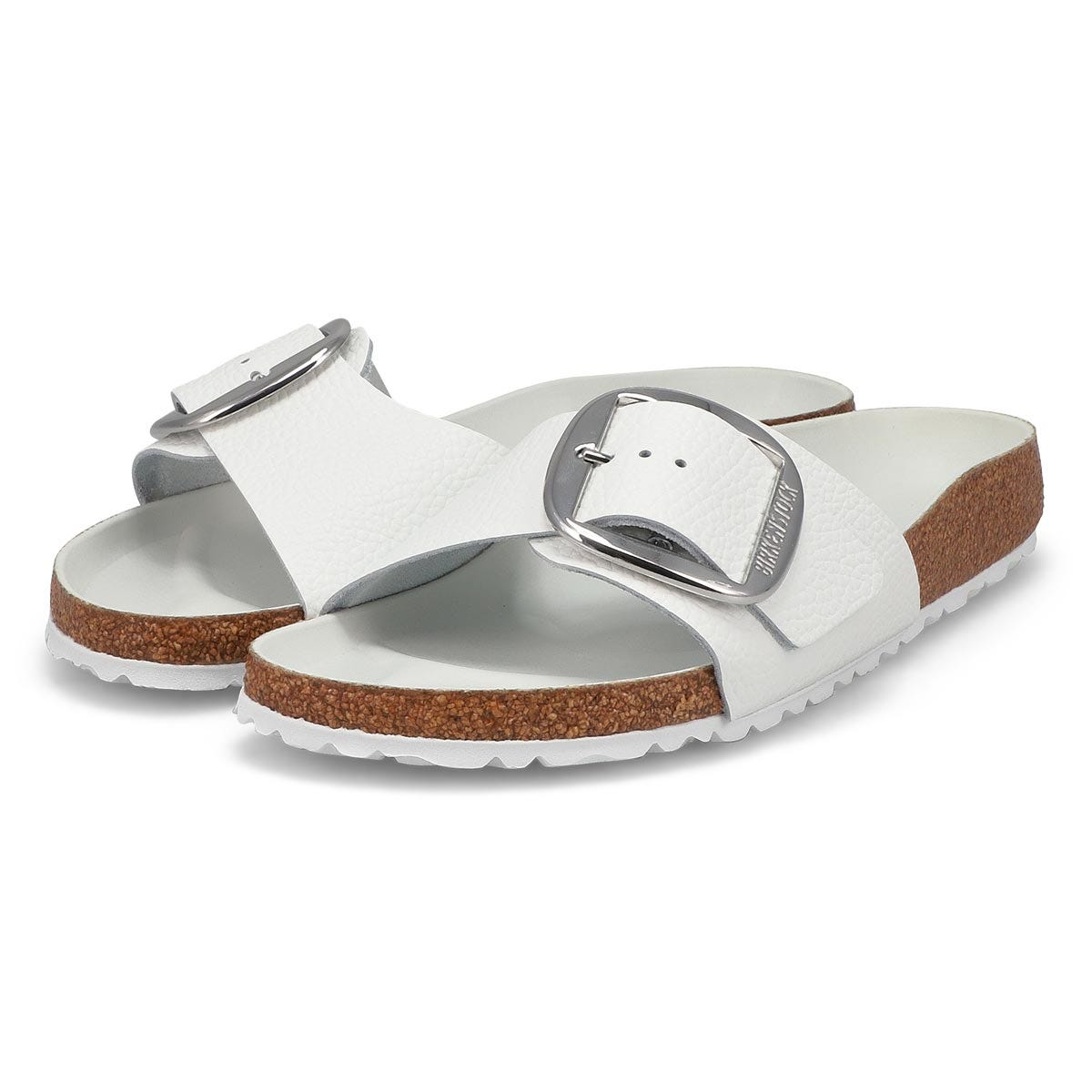Women's Madrid Big Buckle Leather 1 Narrow Strap Sandal - White