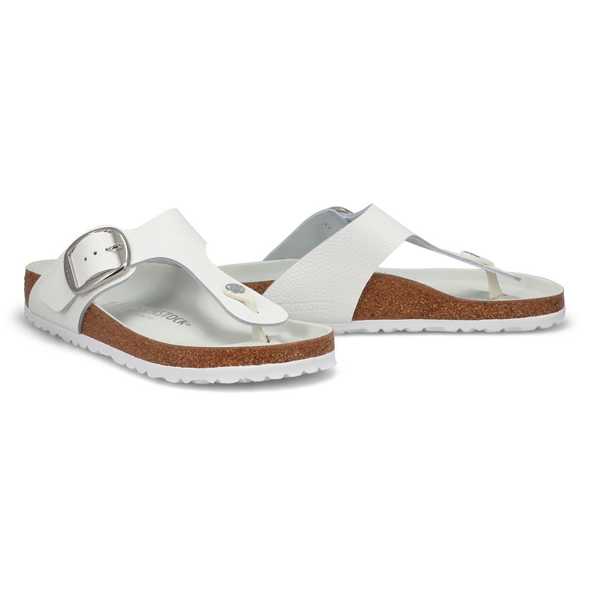 Women's Gizeh Big Buckle Leather Thong Sandal - White