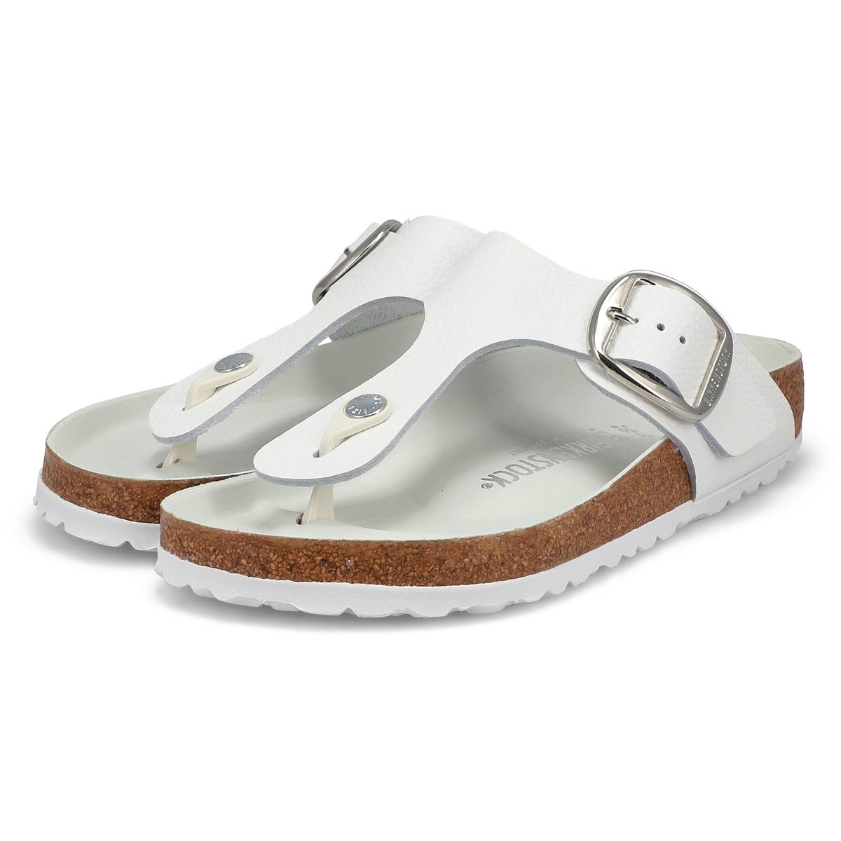 Women's Gizeh Big Buckle Leather Thong Sandal - White