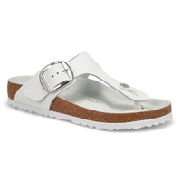 Women's Gizeh Big Buckle Leather Thong Sandal - White