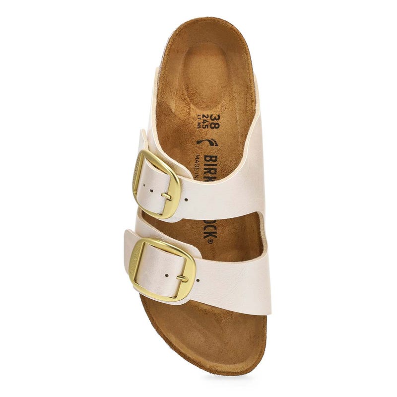 Women's Arizona Big Buckle Birko-Flor Two-Strap Narrow Sandal - Graceful Pearl White