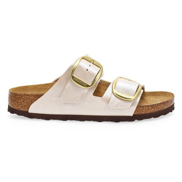 Women's Arizona Big Buckle Birko-Flor Two-Strap Narrow Sandal - Graceful Pearl White