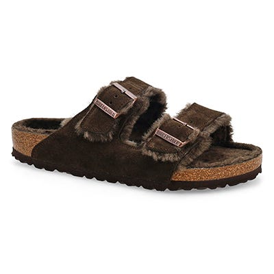 Mns Arizona Shearling 2 Strap Sandal - Mocha