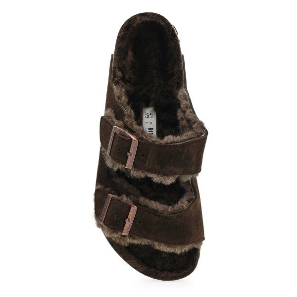 Men's Arizona Shearling 2 Strap Sandal - Mocha