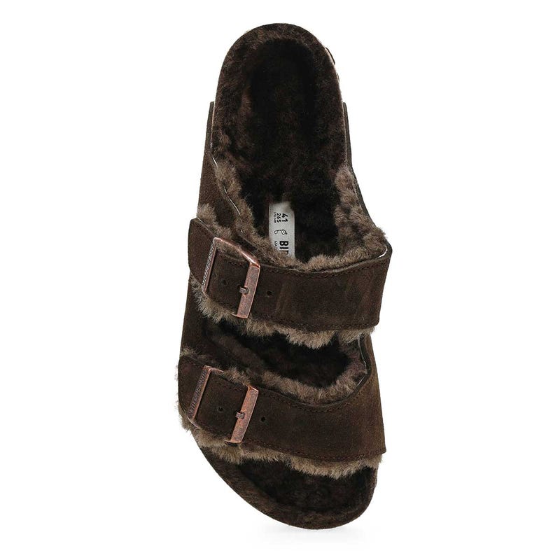 Men's Arizona Shearling 2 Strap Sandal - Mocha