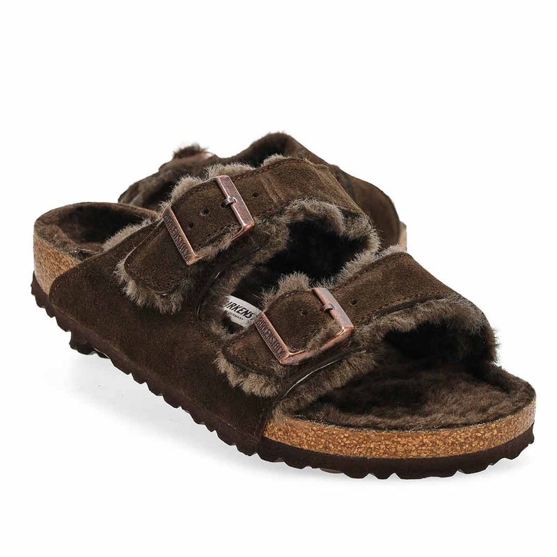 Men's Arizona Shearling 2 Strap Sandal - Mocha