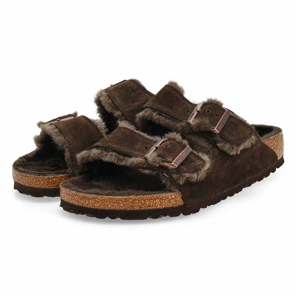 Men's Arizona Shearling 2 Strap Sandal - Mocha