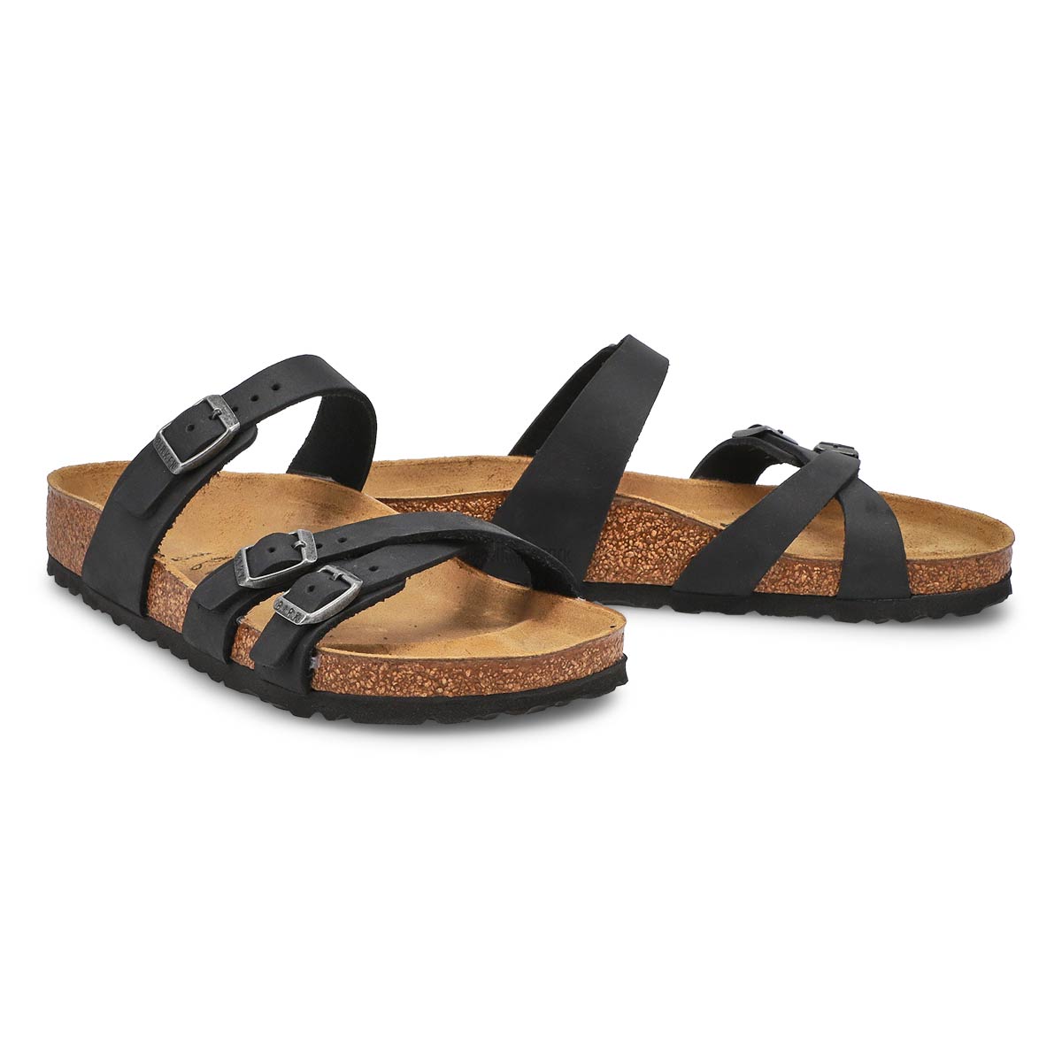 Women's Franca Oiled Leather Buckle Sandal - Black