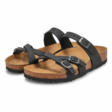 Women's Franca Oiled Leather Buckle Sandal - Black