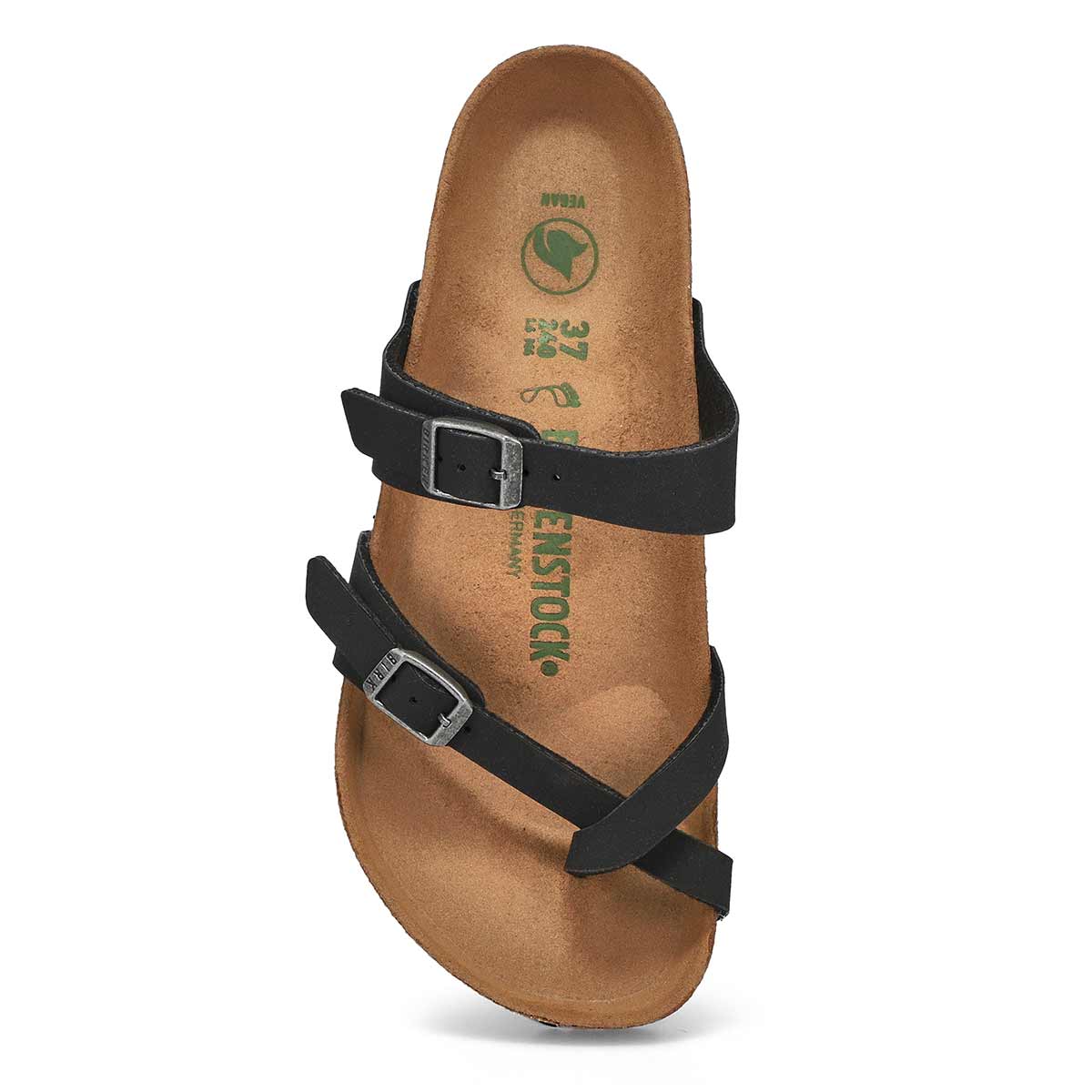 Women's Mayari Vegan Adjustable Toe Loop Cork Footbed Sandal - Black