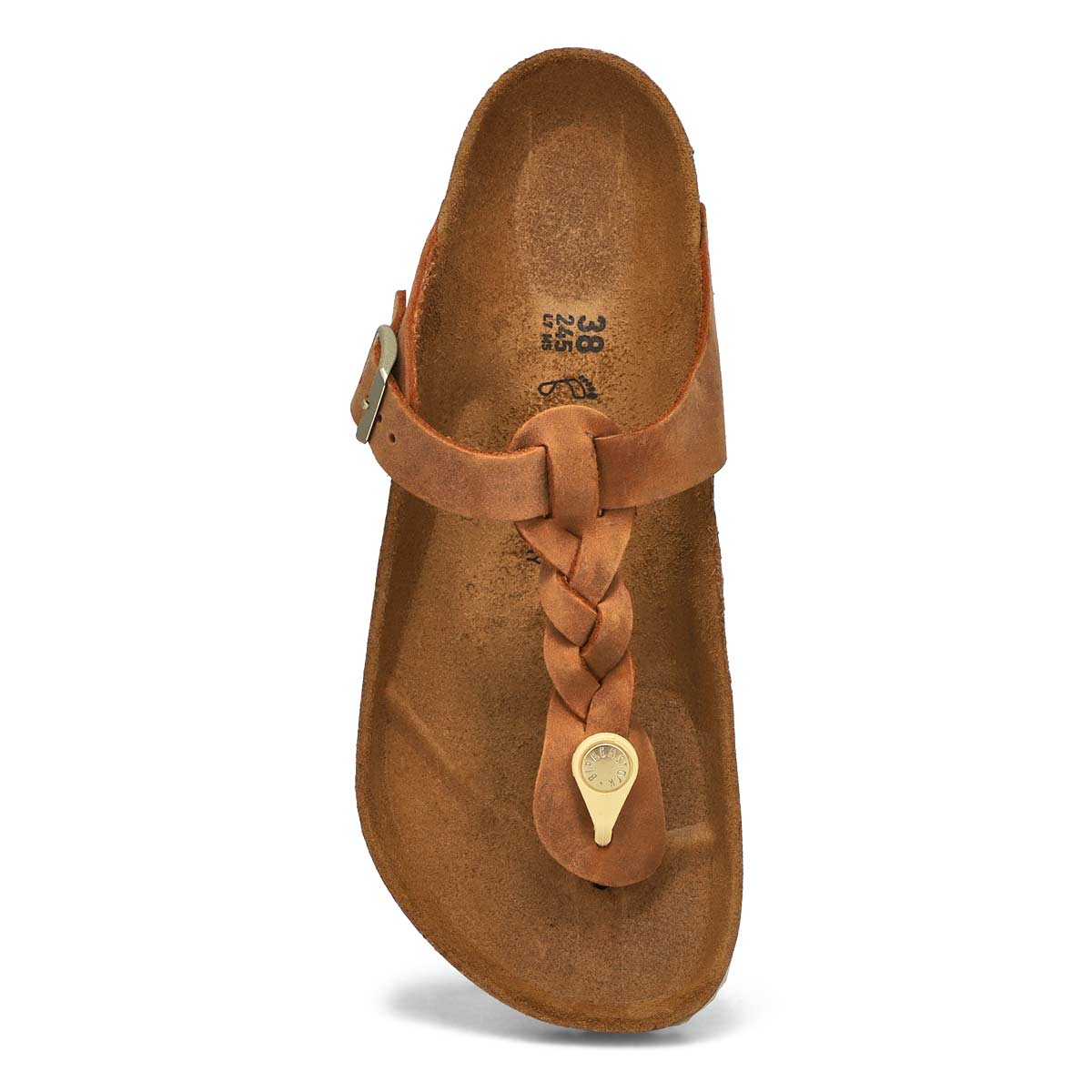 Tongs en cuir huilé GIZEH BRAID OLTR, femmes