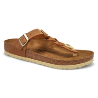 Women's Gizeh Braid Oiled Leather Thong Sandal - Congac