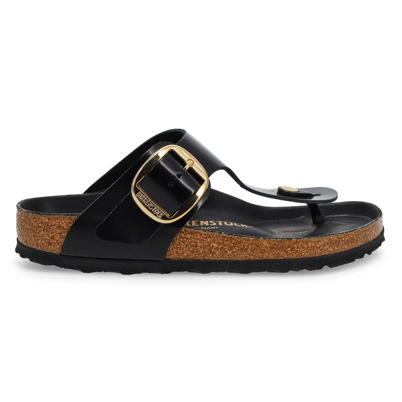Tong à grosse boucle GIZEH BIG BUCKLE HIGH SHINE, noir, femmes