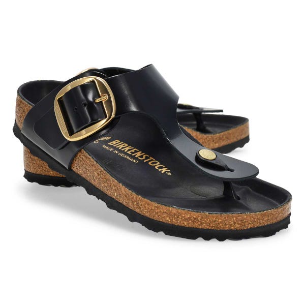 Tong à grosse boucle GIZEH BIG BUCKLE HIGH SHINE, noir, femmes