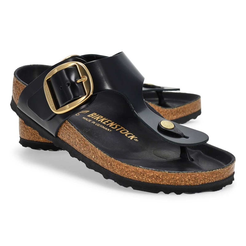 Tong à grosse boucle GIZEH BIG BUCKLE HIGH SHINE, noir, femmes