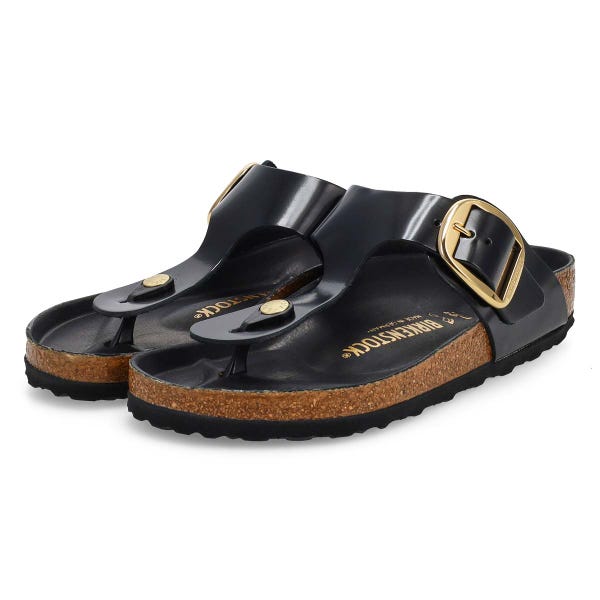Tong à grosse boucle GIZEH BIG BUCKLE HIGH SHINE, noir, femmes