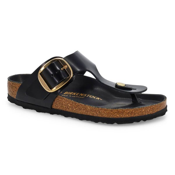 Tong à grosse boucle GIZEH BIG BUCKLE HIGH SHINE, noir, femmes