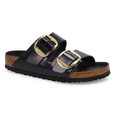 Lds Arizona Big Buckle High Shine 2 Strap Sandal - Black