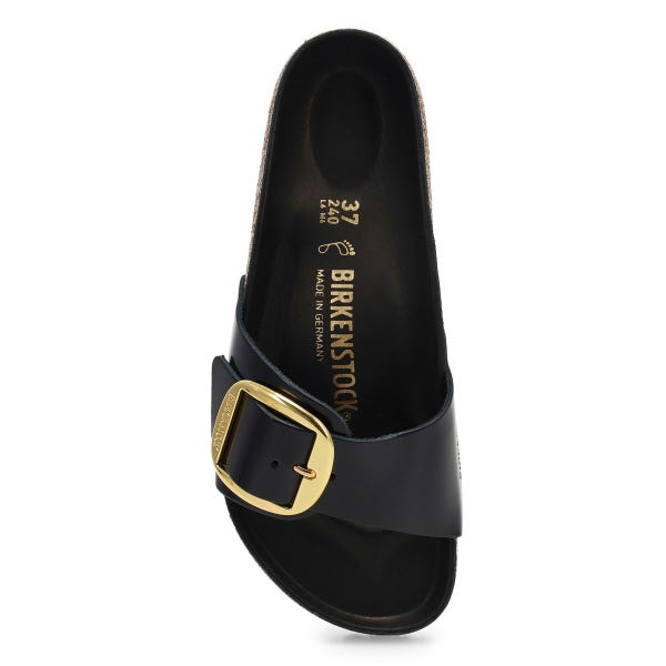 Women's  Madrid Big Buckle 1 Strap Sandal - High Shine Black