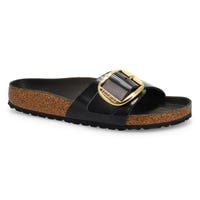 Women's  Madrid Big Buckle 1 Strap Sandal - High Shine Black