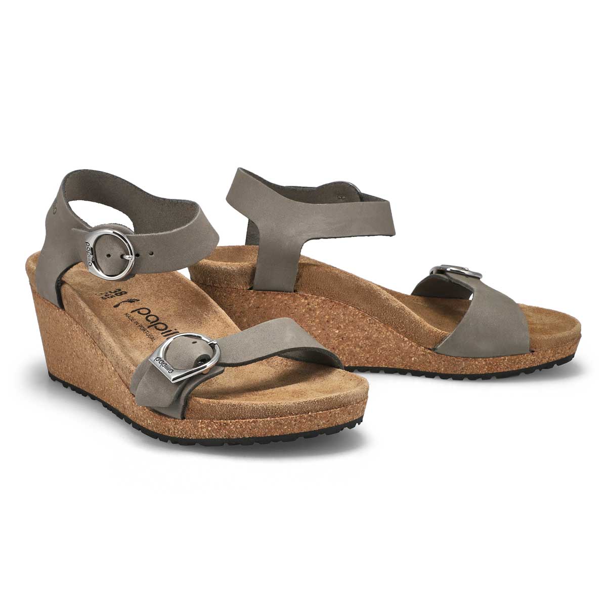 Sandale étroite compensée SOLEY, gris perle, femme