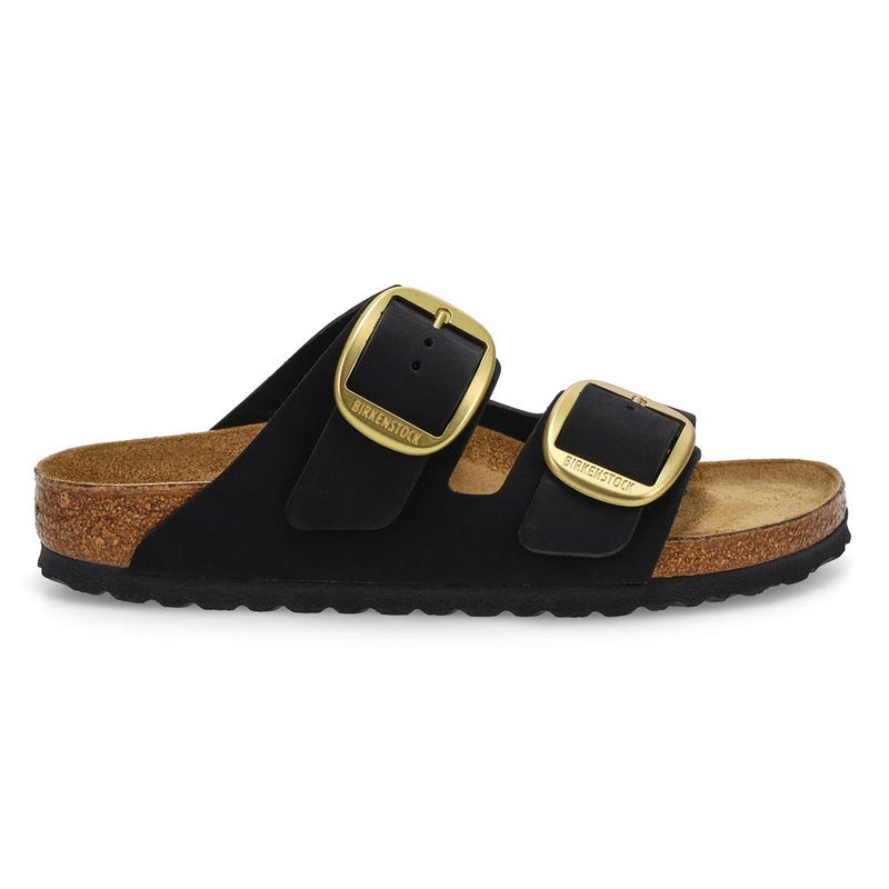 Women's  Arizona Big Buckle 2 Strap Narrow Sandal -  Black