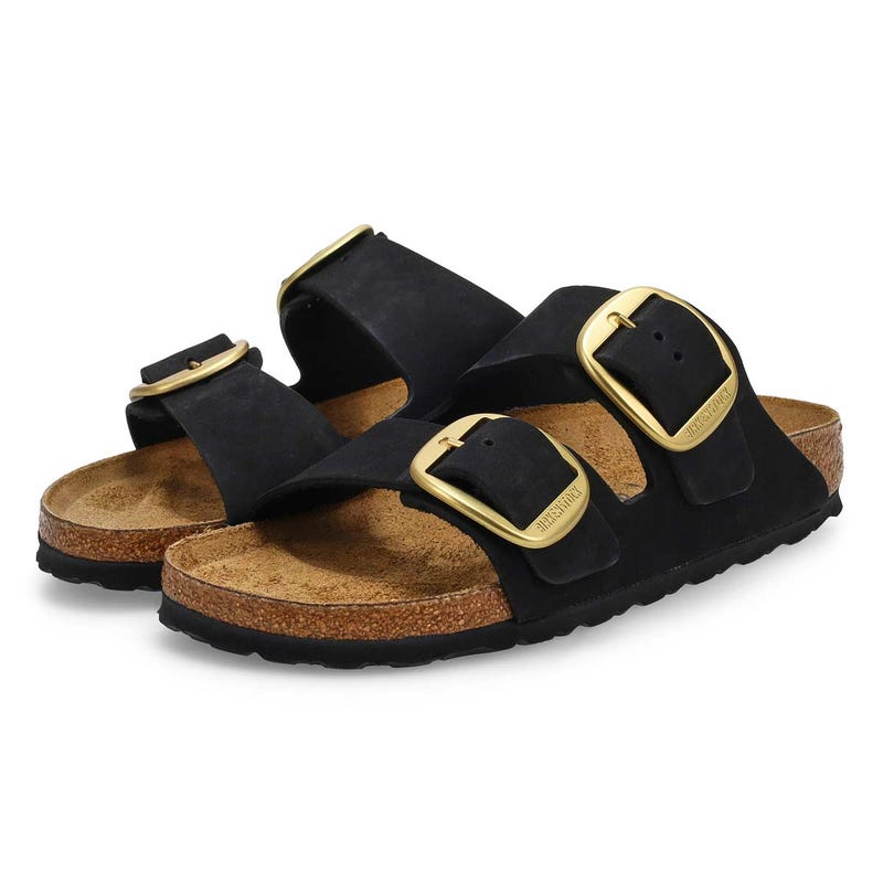 Women's  Arizona Big Buckle 2 Strap Narrow Sandal -  Black
