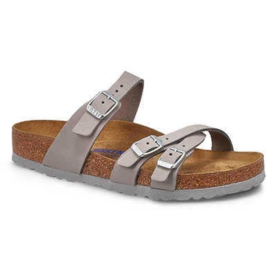 Lds Franca Soft Footbed Buckle Sandal - Dove Grey