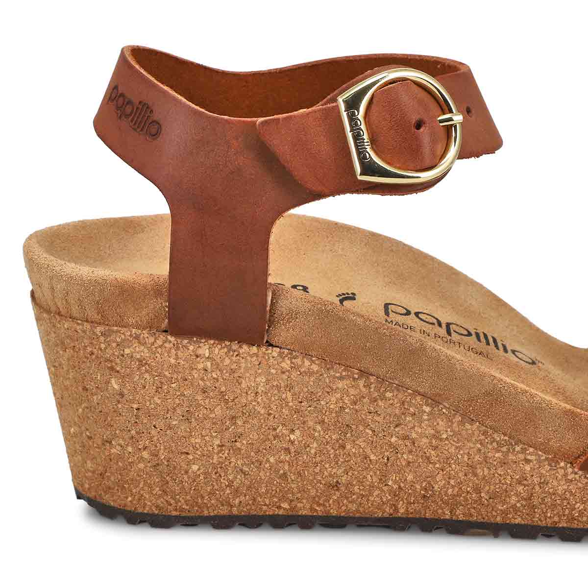 Women's Soley Narrow Leather Wedge Sandal - Cognac