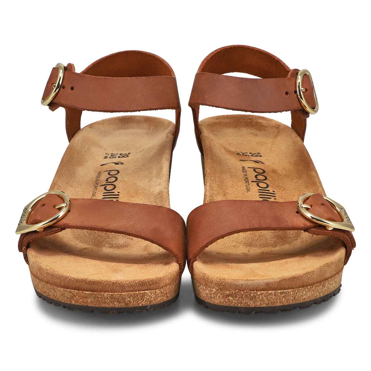 Women's Soley Narrow Leather Wedge Sandal - Cognac