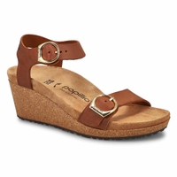 Women's Soley Narrow Leather Wedge Sandal - Cognac