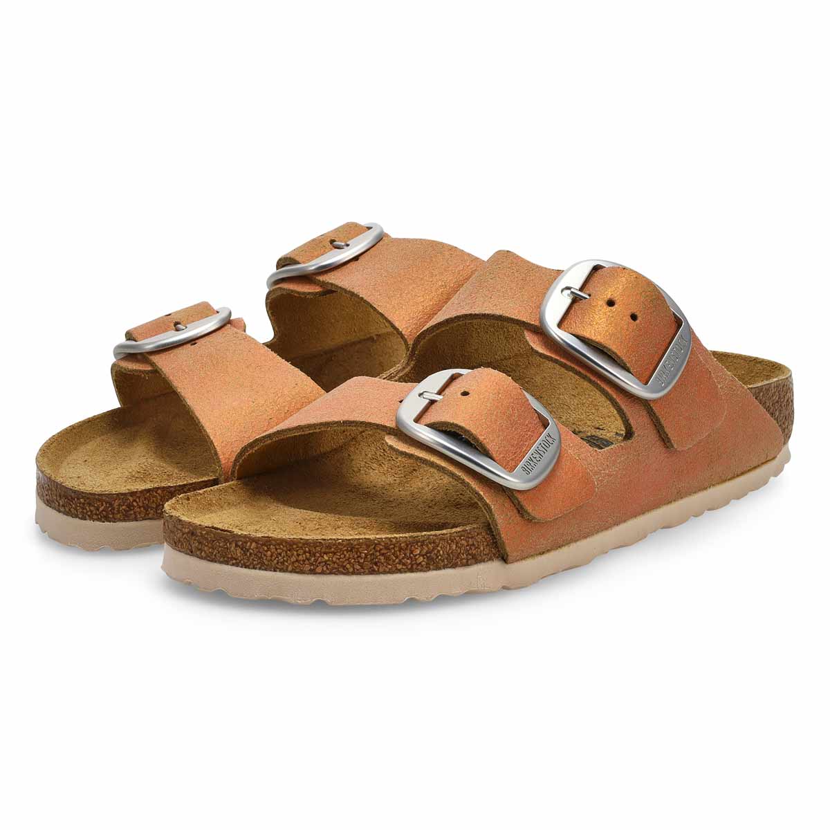 Women's  Arizona Big Buckle 2 Strap Narrow Sandal -  Washed Metallic Coral