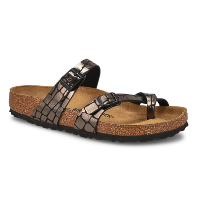 Lds Mayari Birko-Flor Adjustable Toe Sleeve Sandal - Gator Glam Black