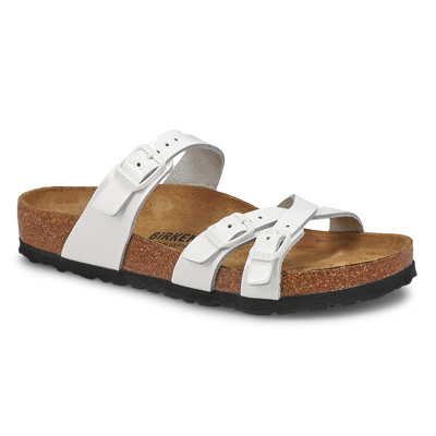 Lds Franca Buckle Sandal - White Patent