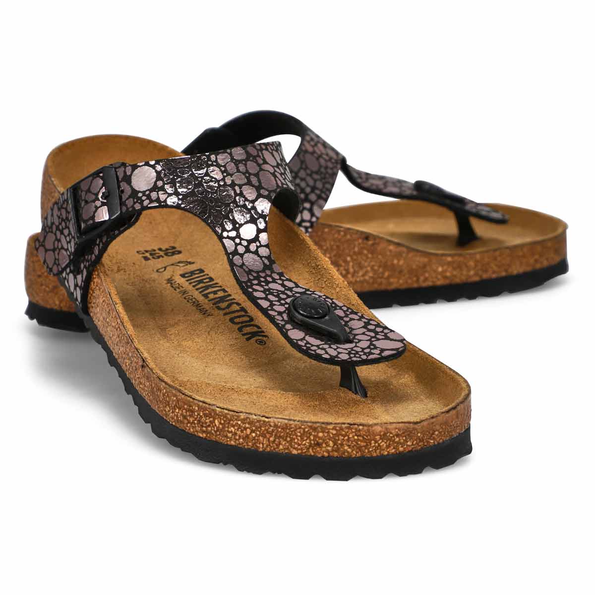 Women's Gizeh Birko-Flor Thong Sandal - Metallic Stone Black