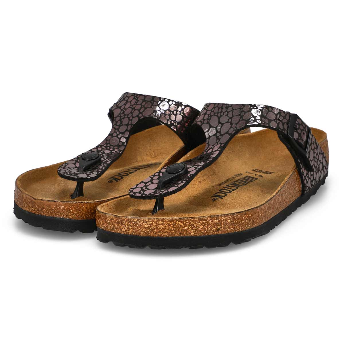 Women's Gizeh Birko-Flor Thong Sandal - Metallic Stone Black