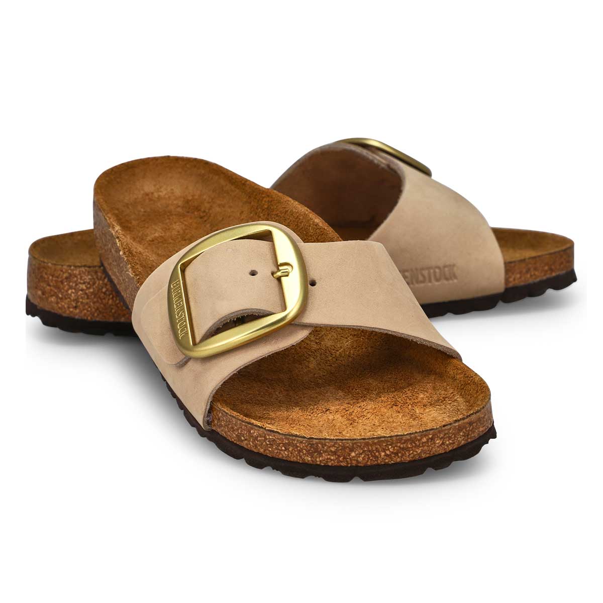 Women's Madrid Big Buckle Leather 1 Strap Narrow Sandal - Sandcastle