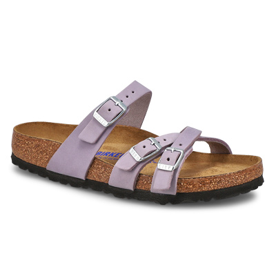 Lds Franca Birko-Flor Buckle Sandal - Purple Fog