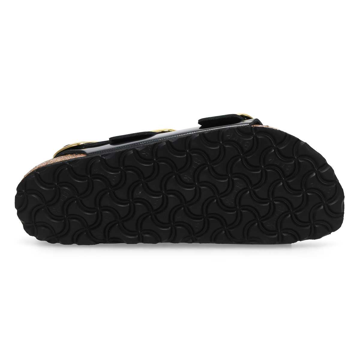 Women's Milano Big Buckle Leather 3 Strap Narrow Sandal - Black