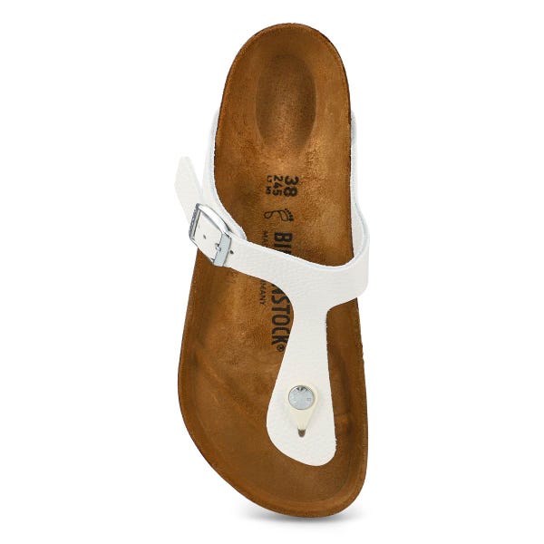 Tongs en cuir à lit de pied souple GIZEH, blanc, femmes