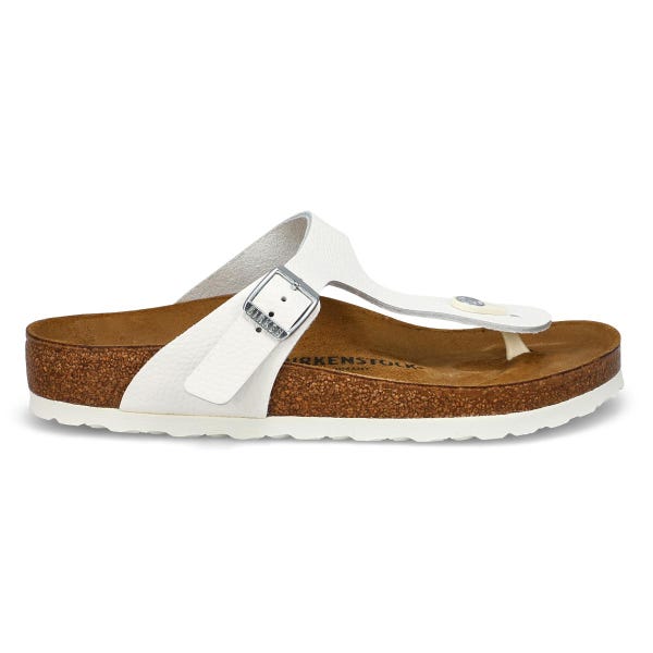 Tongs en cuir à lit de pied souple GIZEH, blanc, femmes