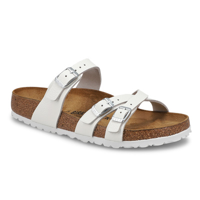 Lds Franca Leather Buckle Sandal - Antique White