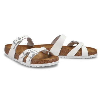 Women's Franca Leather Buckle Sandal - Antique Whi