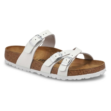 Women's Franca Leather Buckle Sandal - Antique Whi