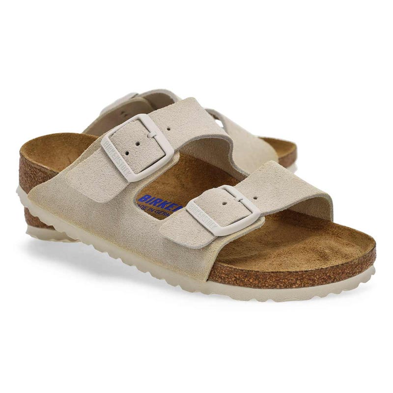 Sandale étroite à 2 brides à lit de pied souple ARIZONA, blanc antique, femmes